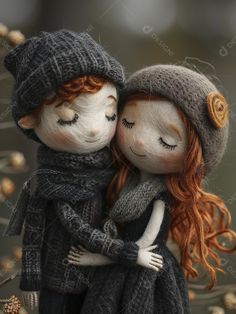 Arte em feltro um casal de namorados