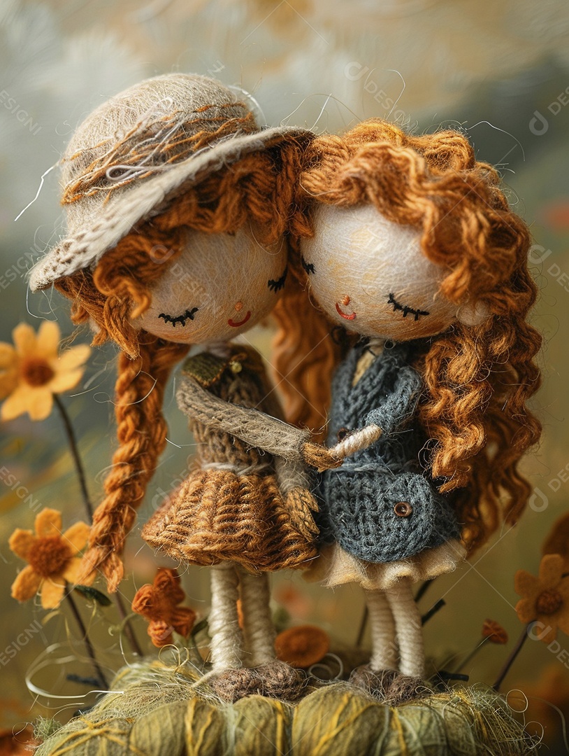 Arte em feltro um casal de namorados