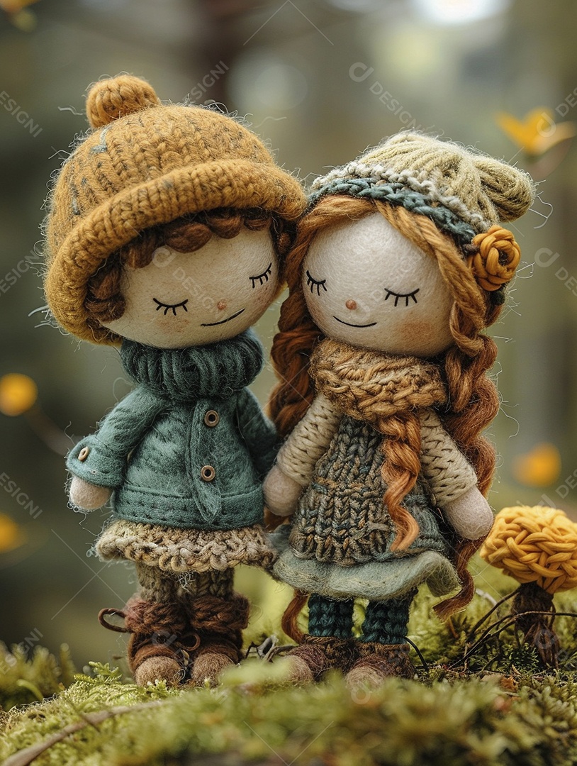 Arte em feltro um casal de namorados