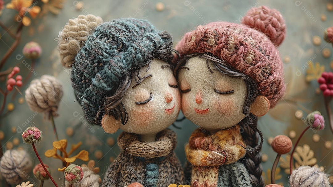 Arte em feltro um casal de namorados