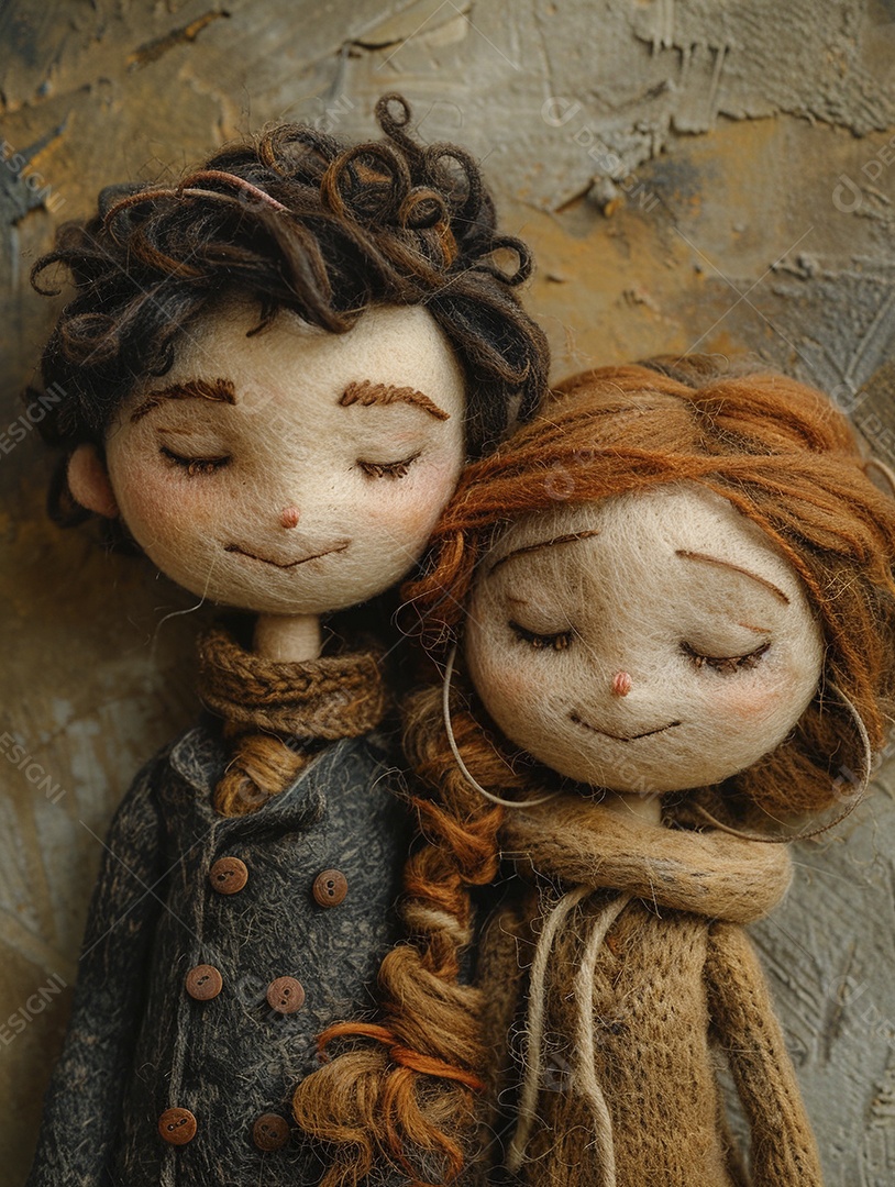 Arte em feltro um casal de namorados