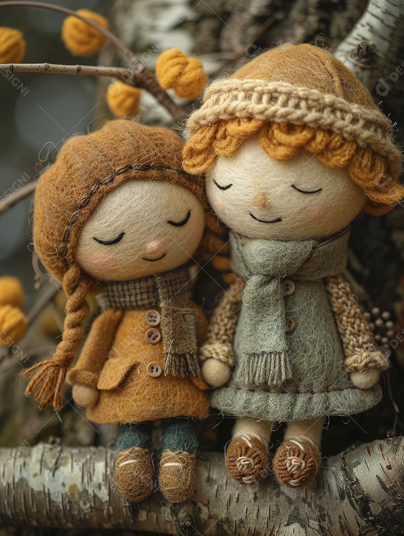 Arte em feltro um casal de namorados