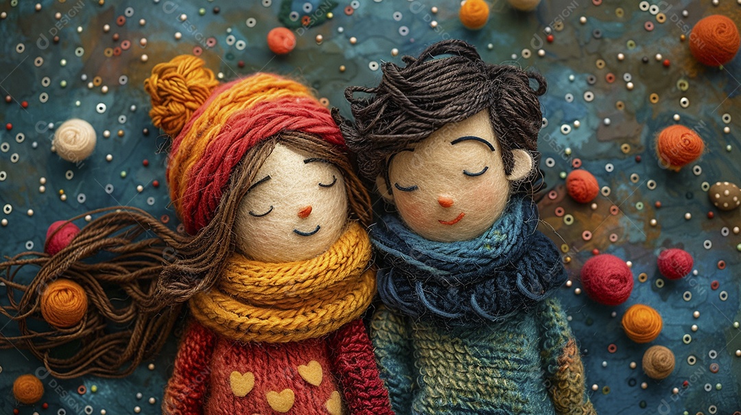 Arte em feltro um casal de namorados