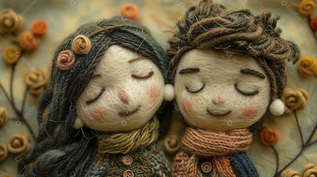 Arte em feltro um casal de namorados