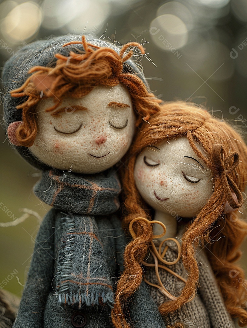 Arte em feltro um casal de namorados