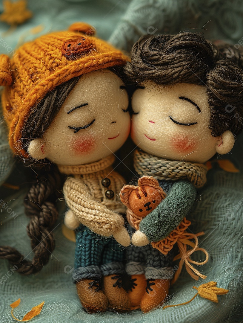 Arte em feltro um casal de namorados