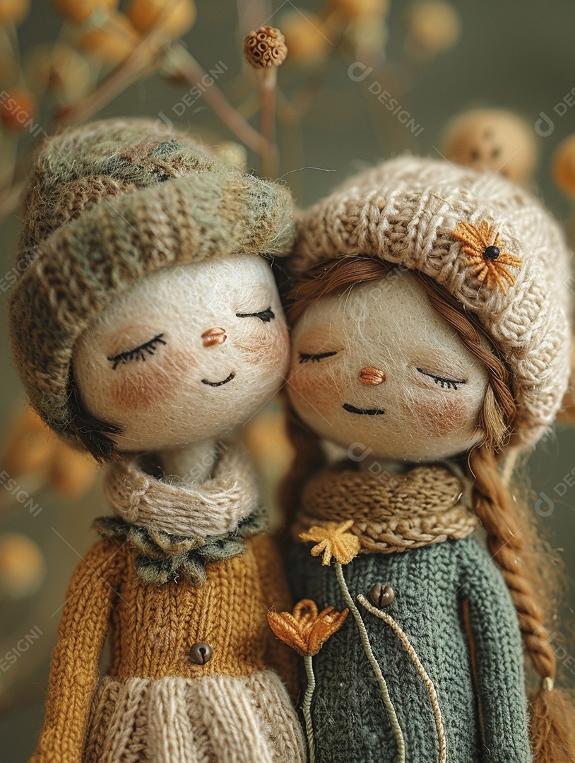 Arte em feltro um casal de namorados