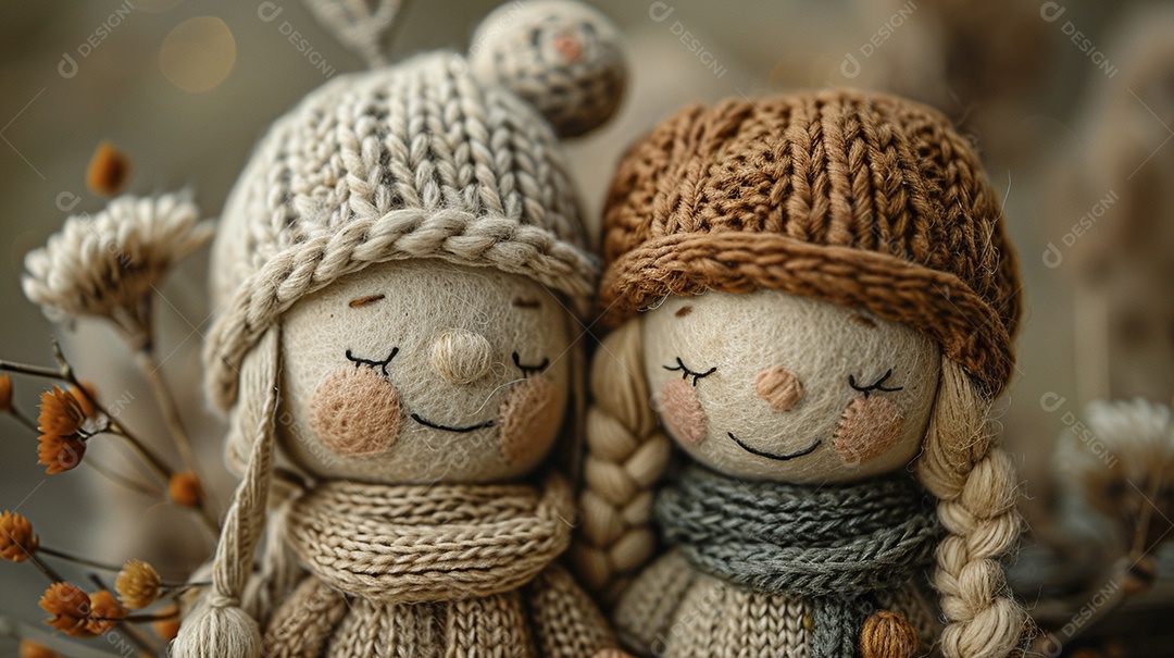 Arte em feltro um casal de namorados