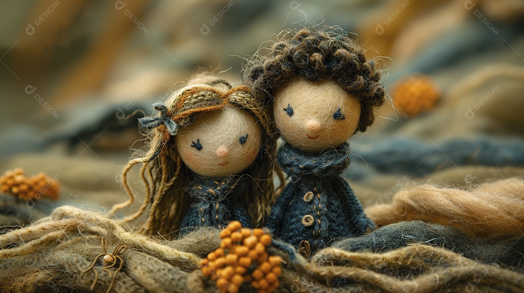 Arte em feltro um casal de namorados