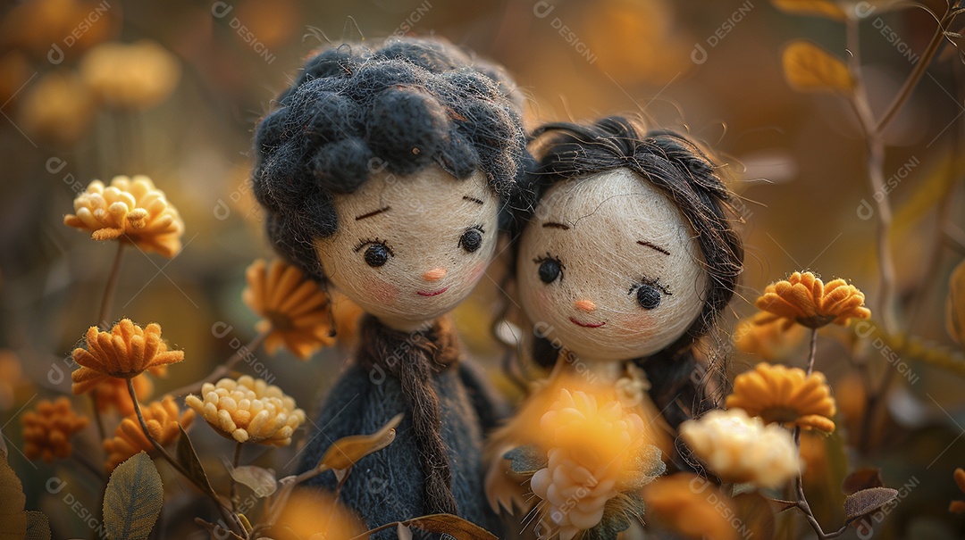 Arte em feltro um casal de namorados