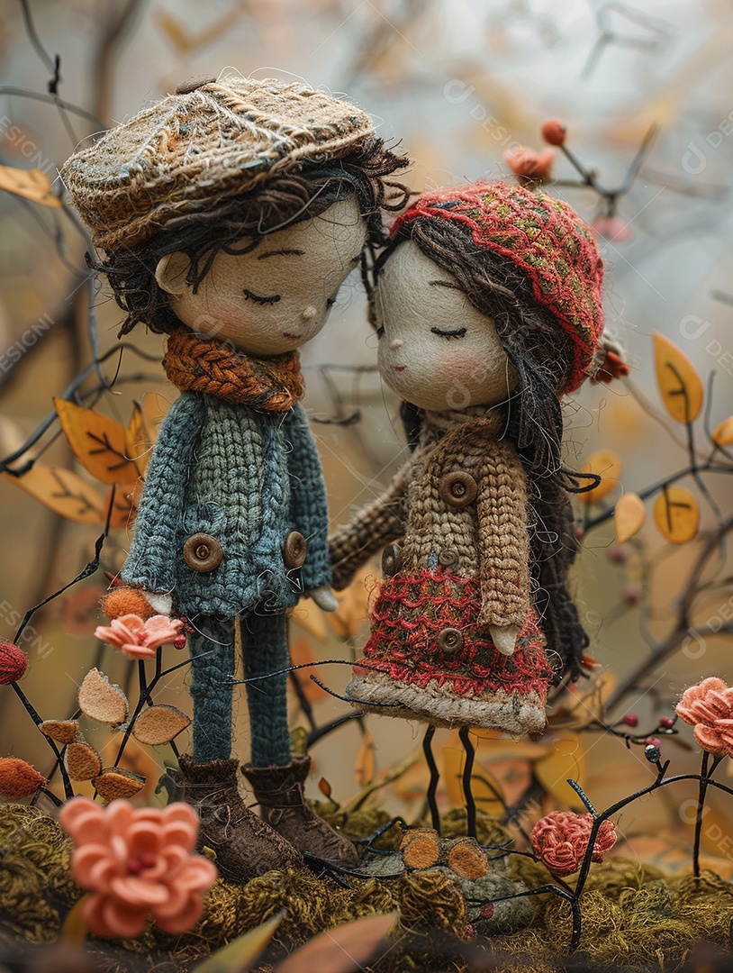 Arte em feltro um casal de namorados