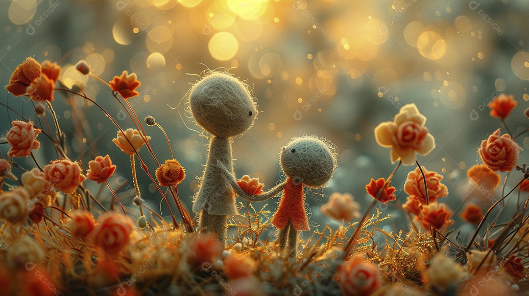 Arte em feltro um casal de namorados