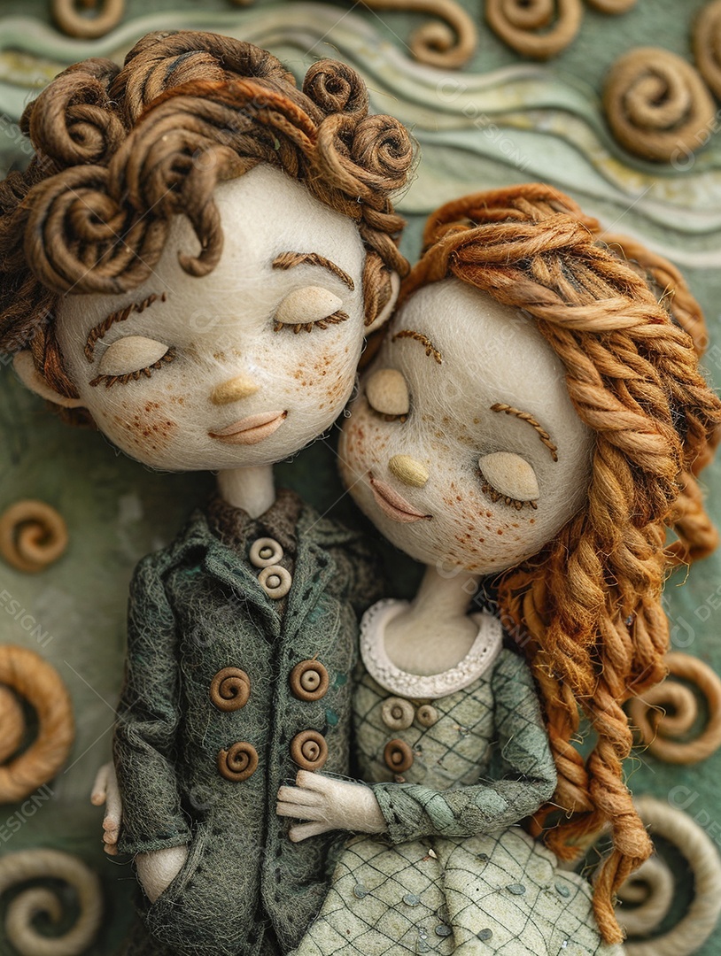 Arte em feltro um casal de namorados