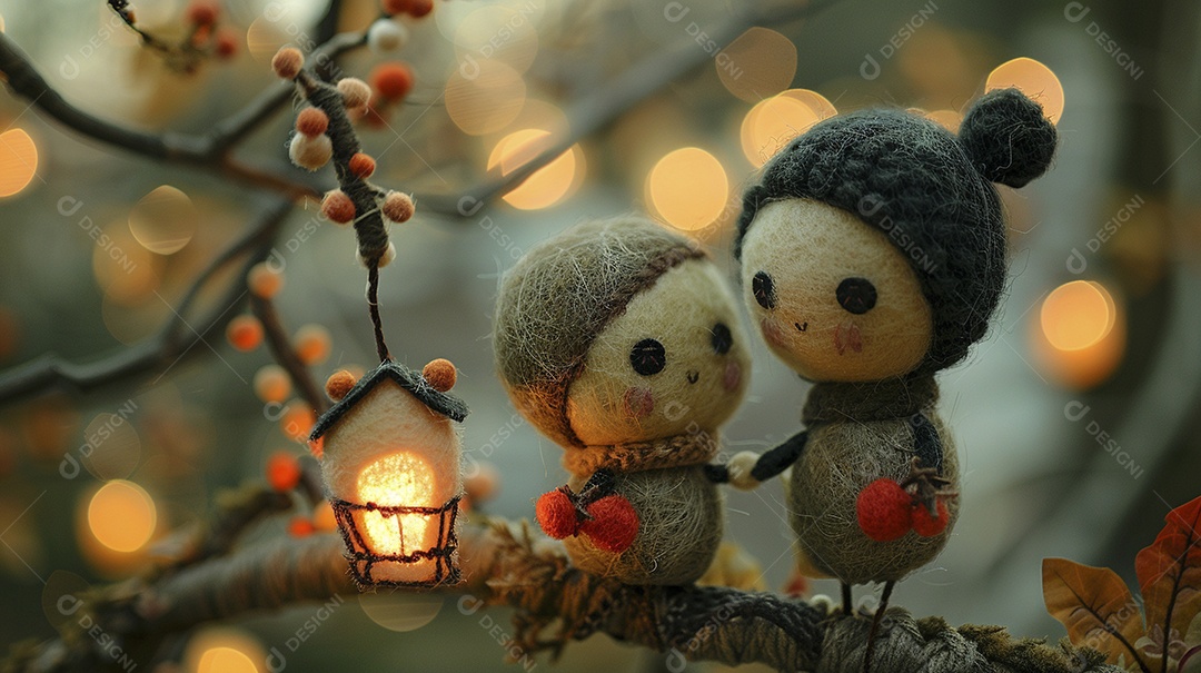 Arte em feltro um casal de namorados