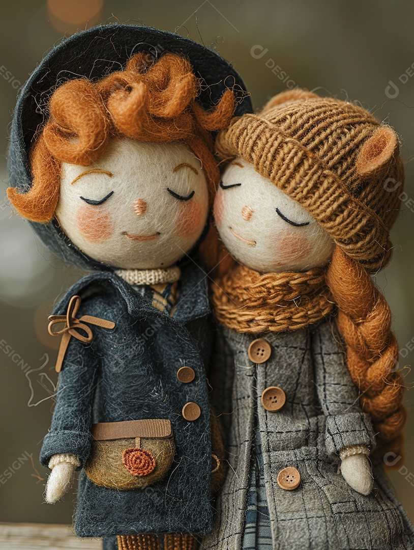 Arte em feltro um casal de namorados