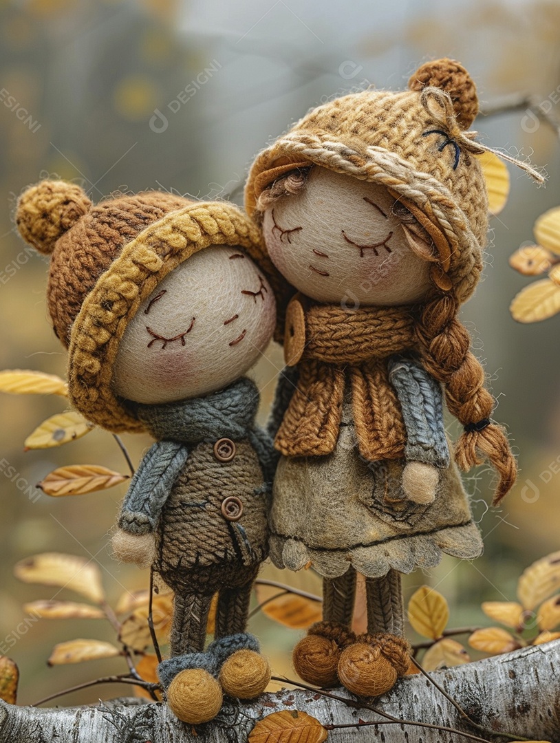 Arte em feltro um casal de namorados