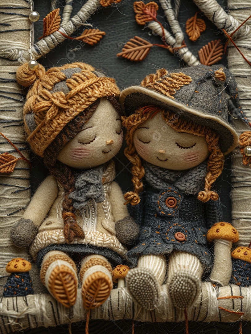 Arte em feltro um casal de namorados