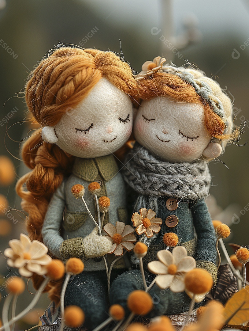 Arte em feltro um casal de namorados