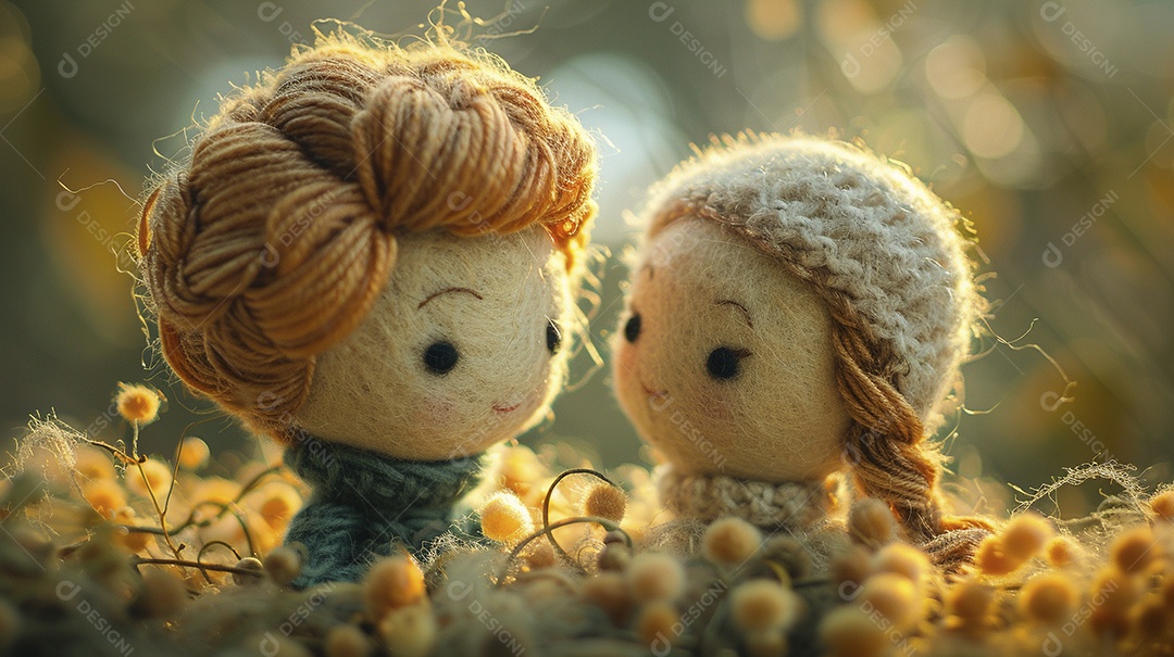 Arte em feltro um casal de namorados