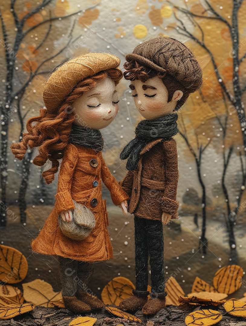 Arte em feltro um casal de namorados