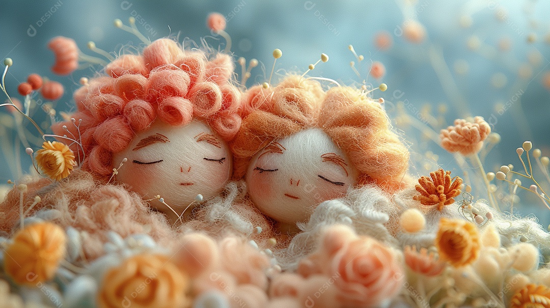 Arte em feltro um casal de namorados