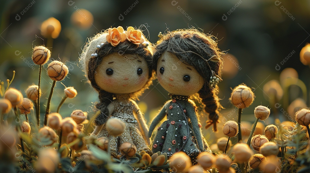 Arte em feltro um casal de namorados