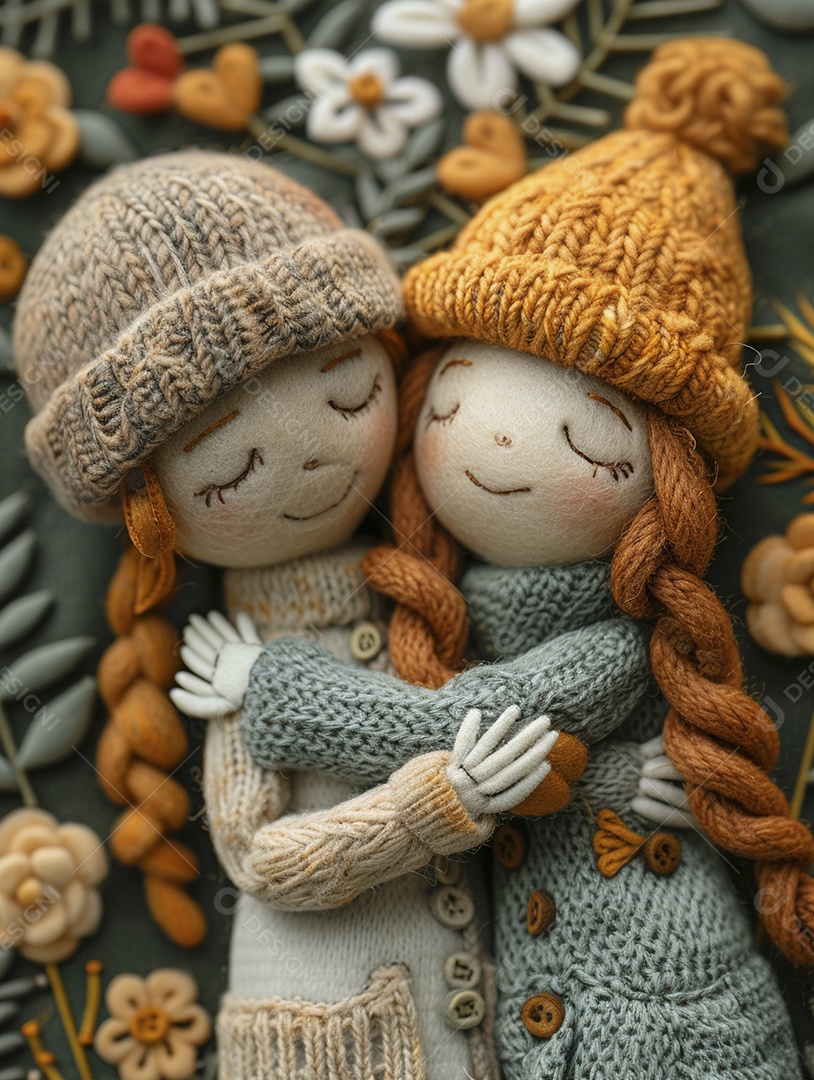 Arte em feltro um casal de namorados