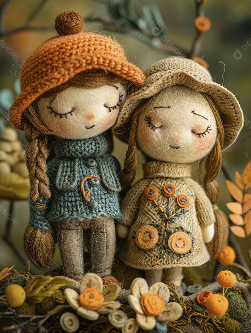 Arte em feltro um casal de namorados