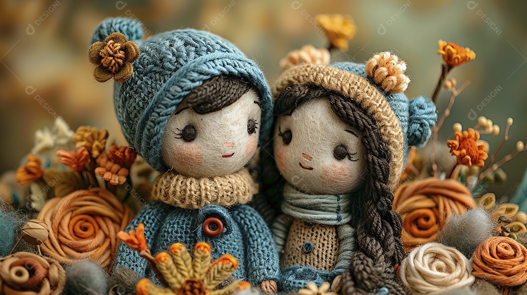 Arte em feltro um casal de namorados