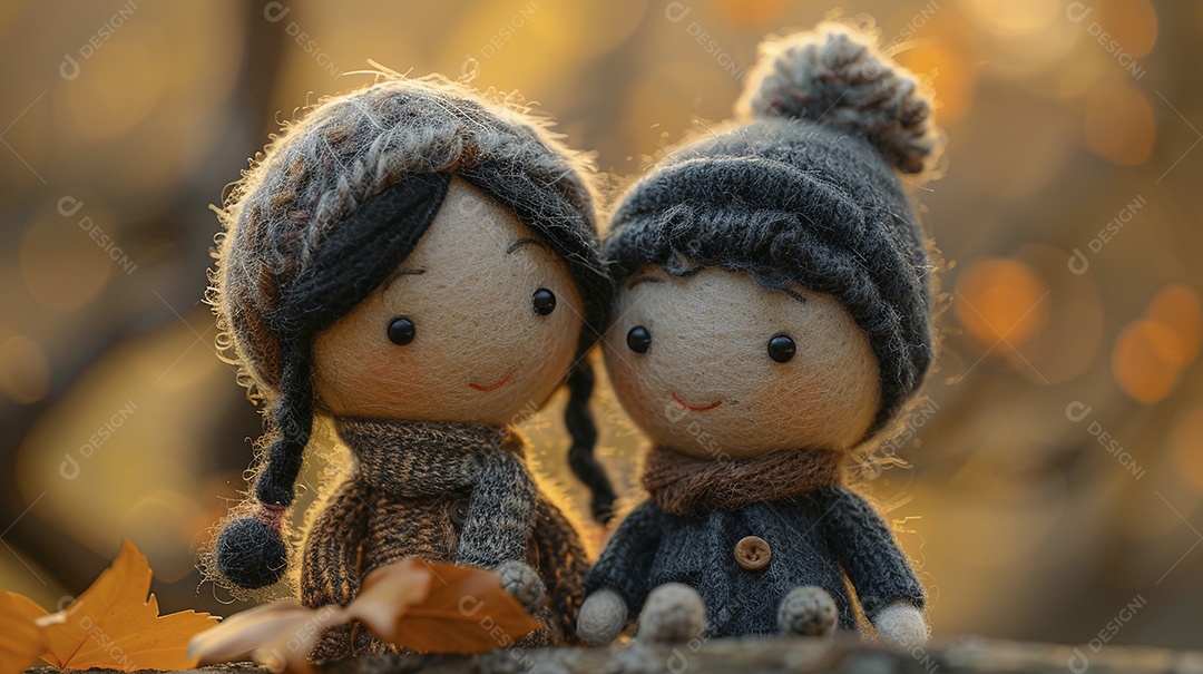 Arte em feltro um casal de namorados