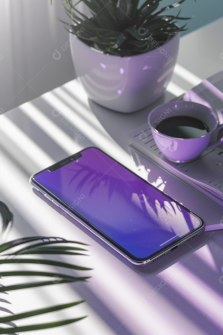 Maquete minimalista de smartphone na mesa hiper-realista