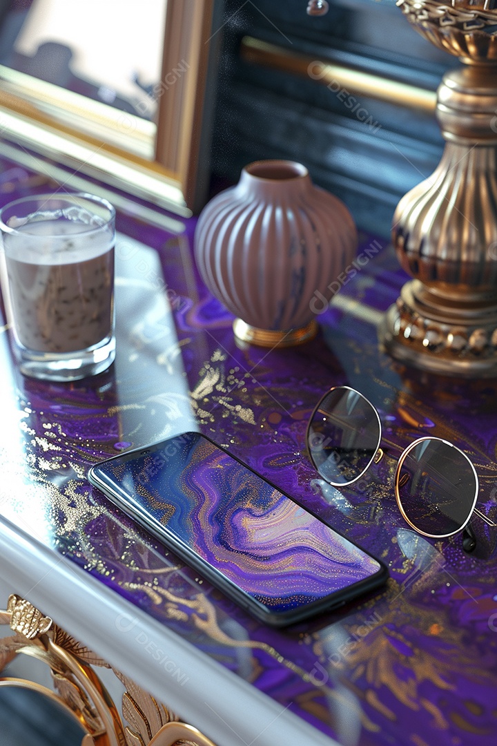 Maquete minimalista de smartphone na mesa hiper-realista