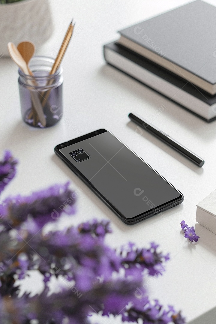 Maquete minimalista de smartphone na mesa hiper-realista