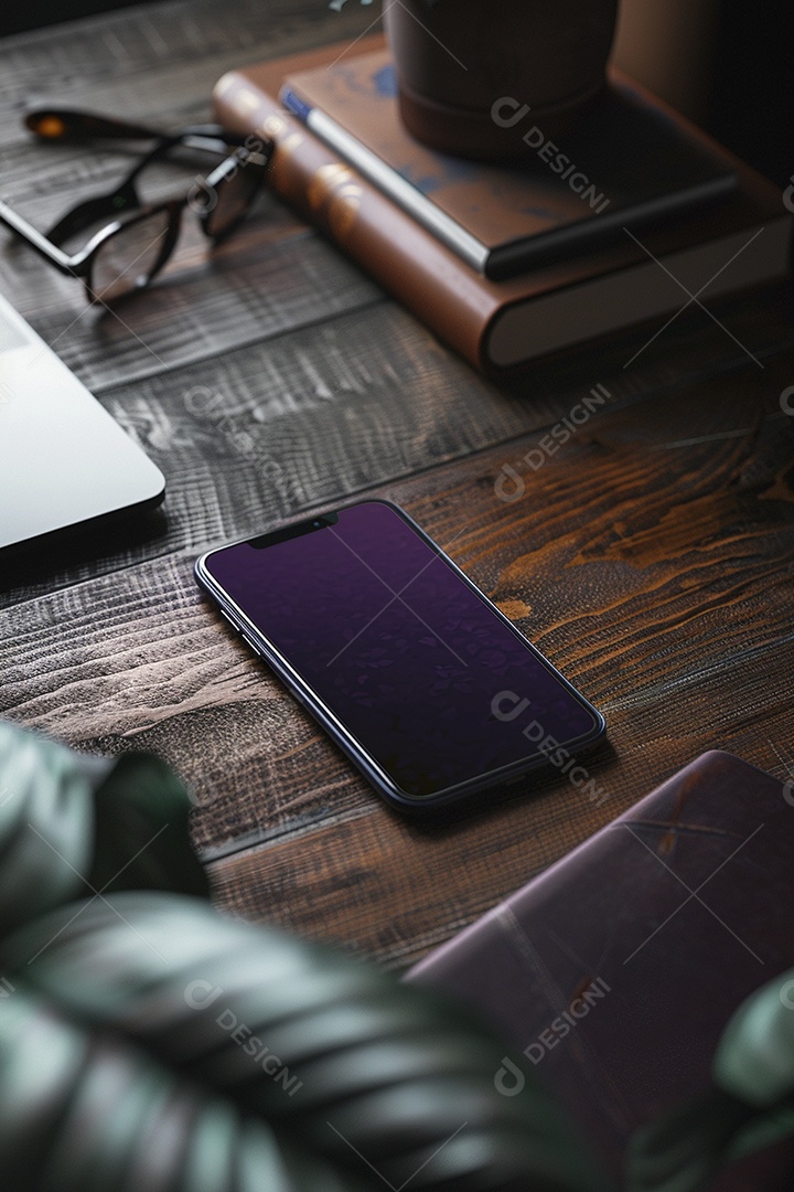 Maquete minimalista de smartphone na mesa hiper-realista