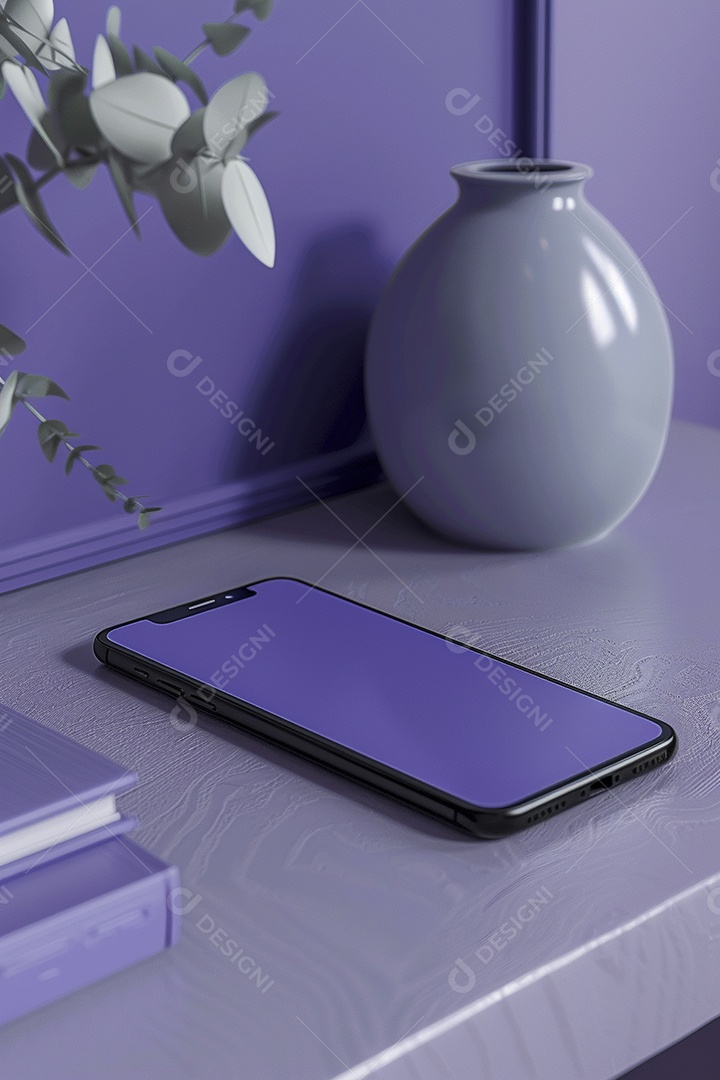 Maquete minimalista de smartphone na mesa hiper-realista