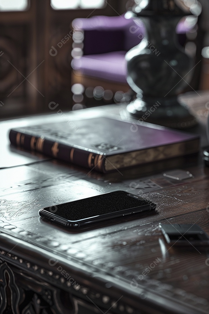 Maquete minimalista de smartphone na mesa hiper-realista