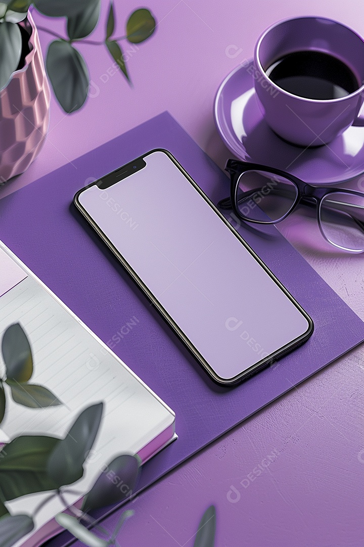 Maquete minimalista de smartphone na mesa hiper-realista