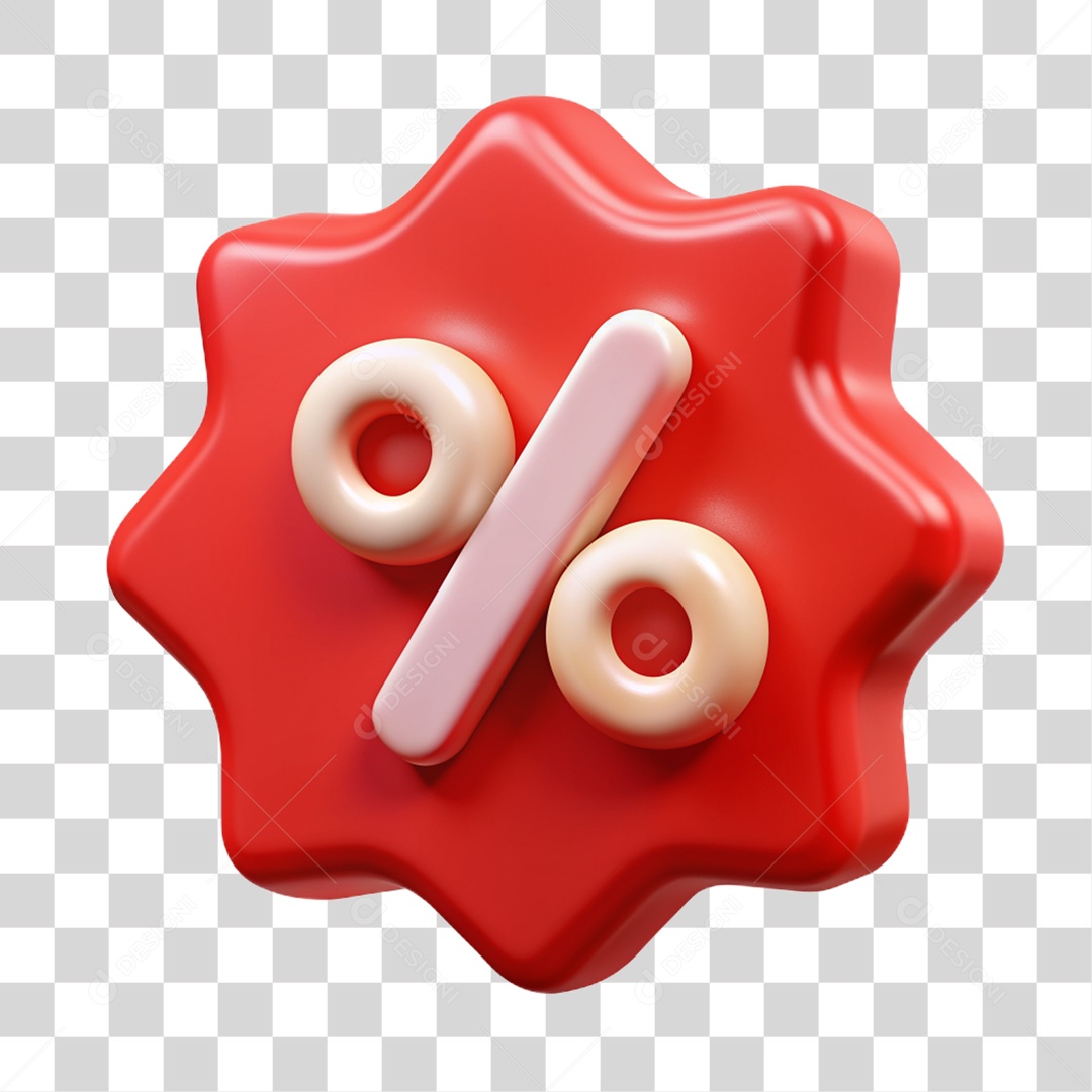 Elemento 3D Porcentagem PNG Transparente