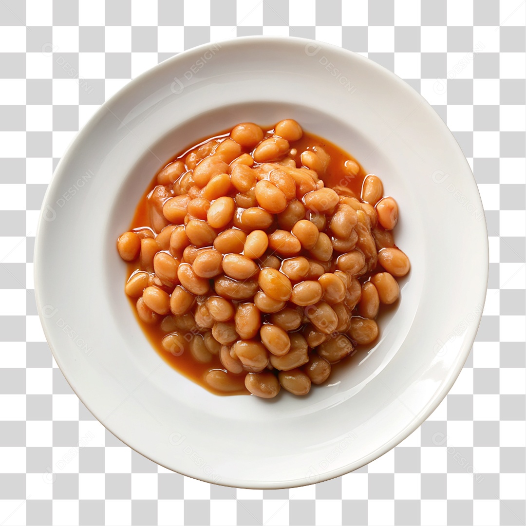Prato com Porção de Feijão PNG Transparente