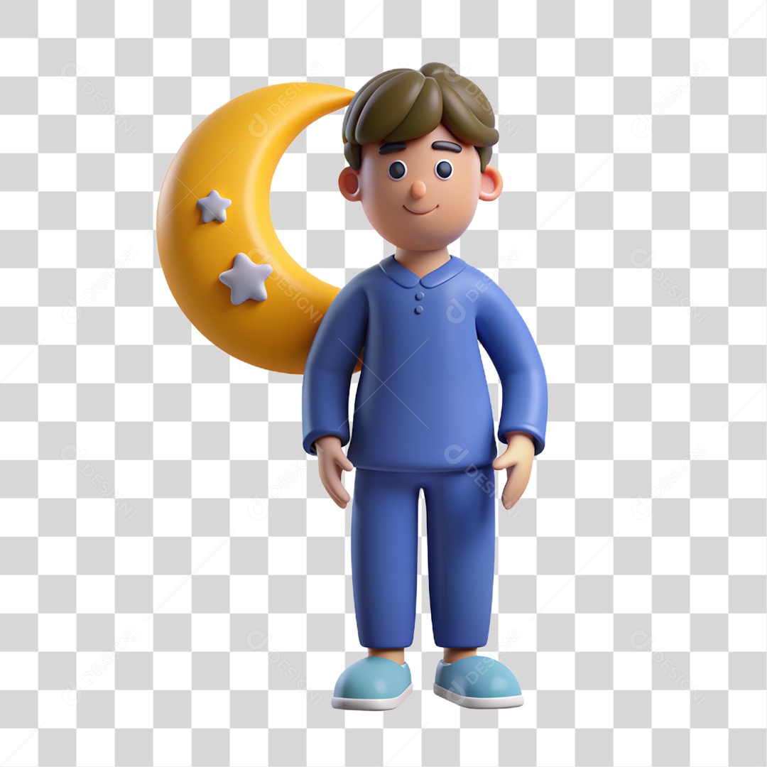 Elemento 3D Homem com Roupa de Dormir PNG Transparente