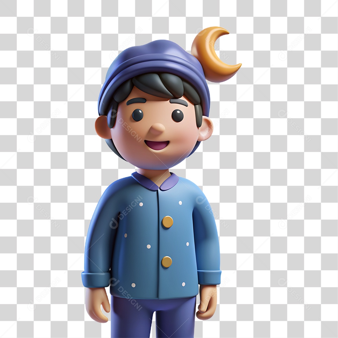 Elemento 3D Homem com Roupa de Dormir PNG Transparente