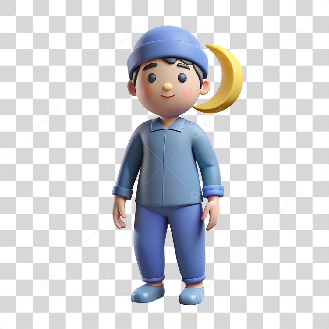 Elemento 3D Homem com Roupa de Dormir PNG Transparente