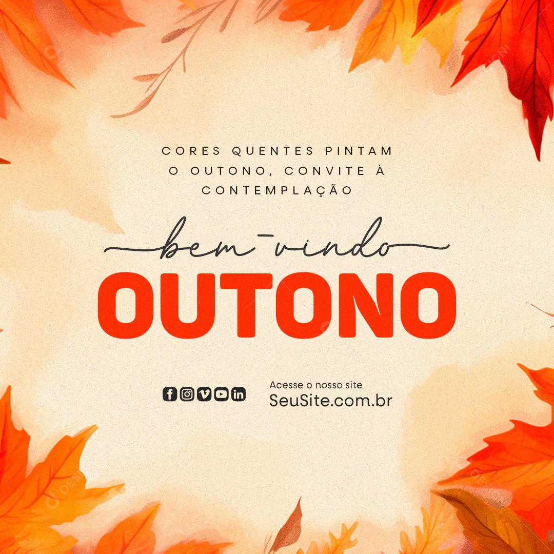 Bem Vindo Outono Cores Quentes Pintam o Outono Social Media PSD Editável