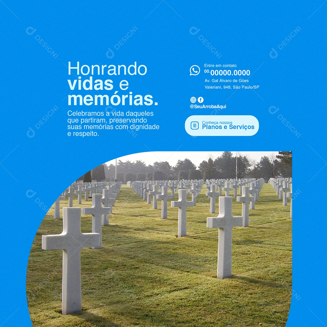 Funerária Honrando Vidas e Memórias Social Media PSD Editável