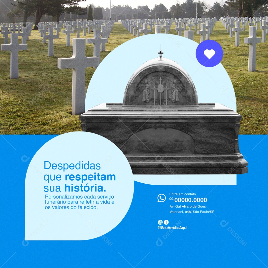 Funerária Despedidas que Respeitam sua História Social Media PSD Editável