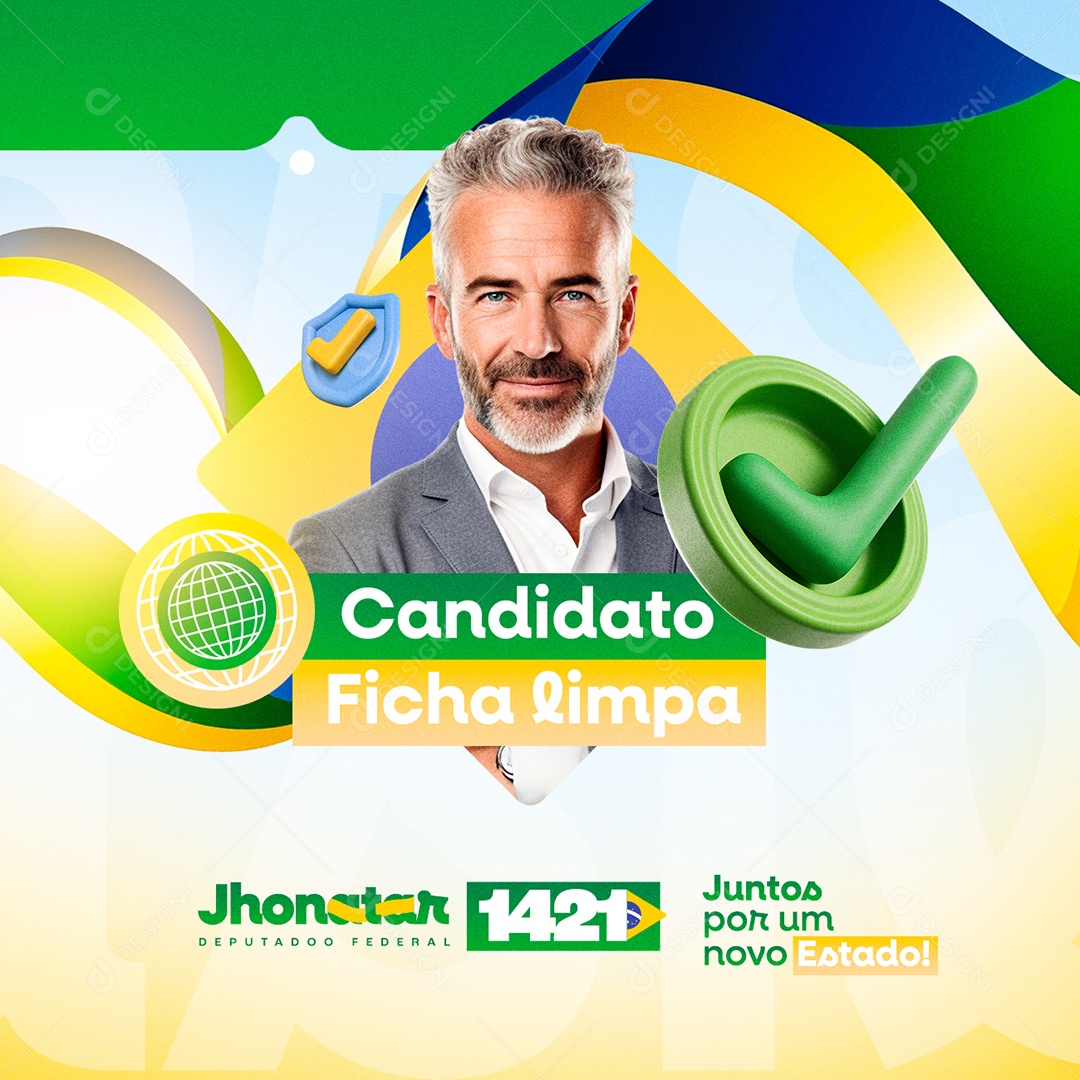 Eleição Candidato Ficha limpa Jhonatar Deputado Federal Social Media PSD Editável