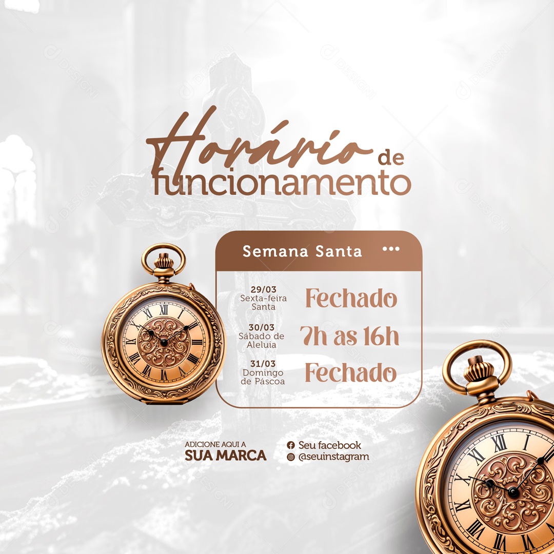 Semana  Santa Hrário de Funcionamento Social Media PSD Editável
