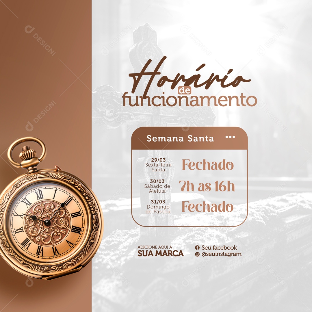 Holy Week Opening Hours Social Media PSD Editable