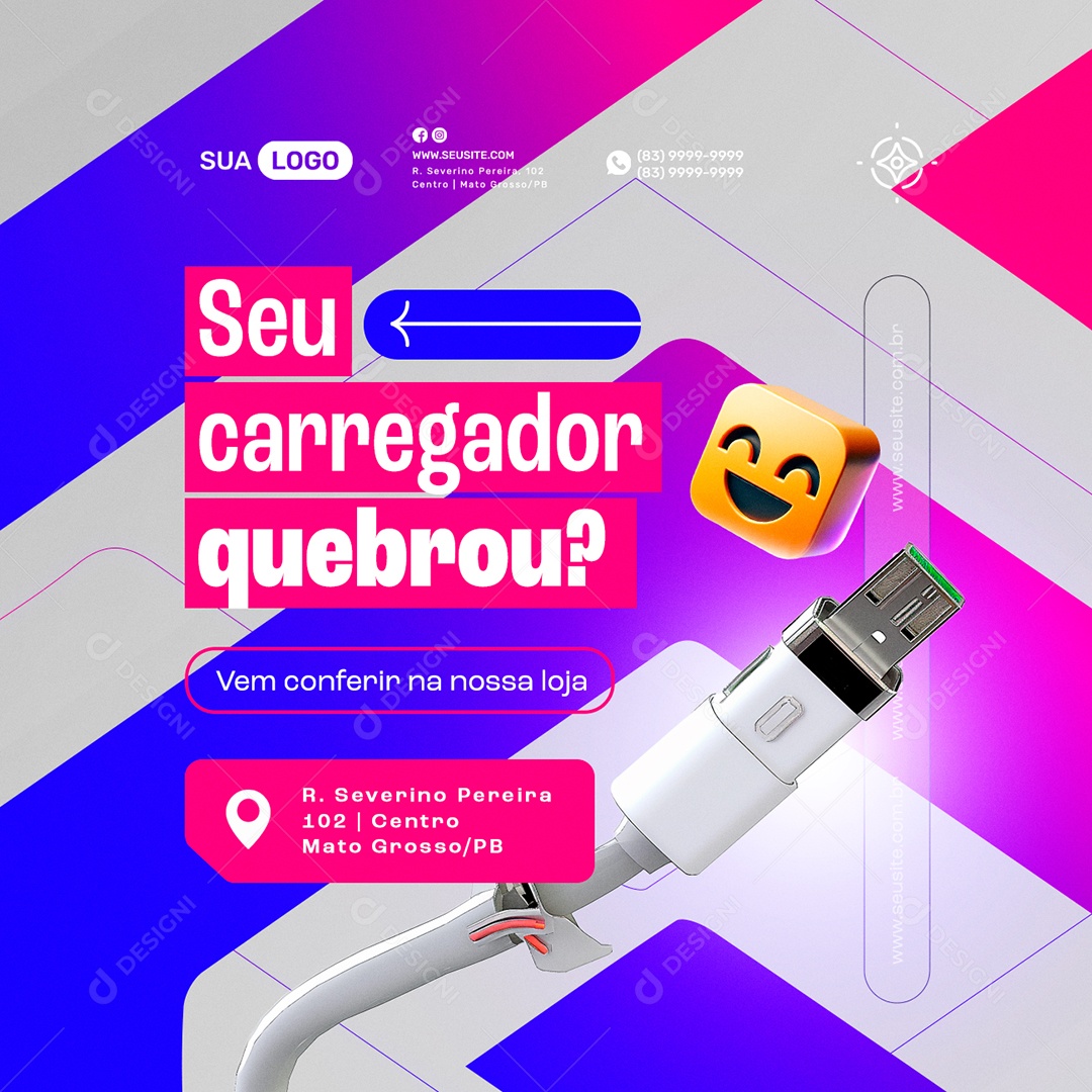 Manutenção de Celulares Seu Carregador Quebrou Social Media PSD Editável
