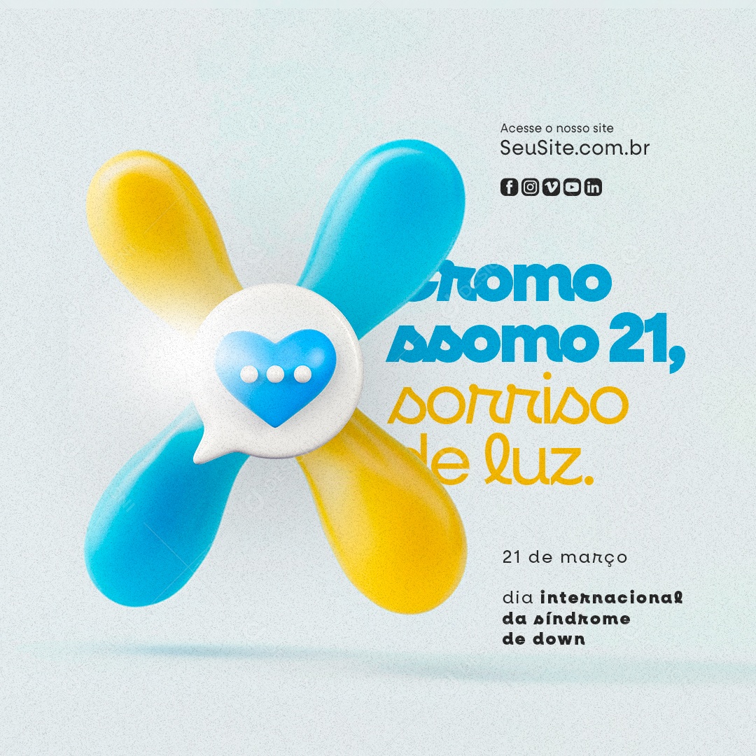 Dia da Síndrome de Down 21 de Março Cromossomo Social Media PSD Editável